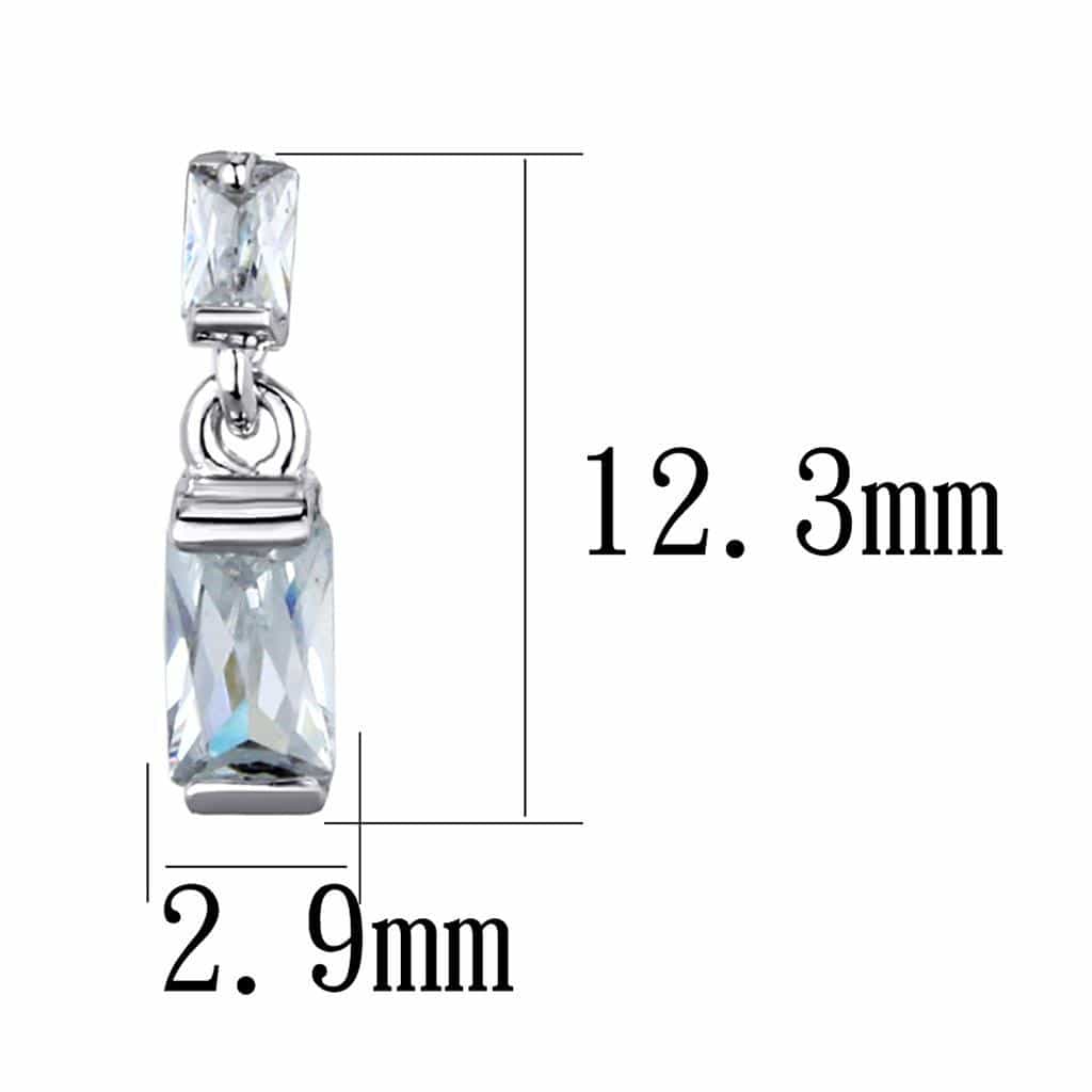 Brass CZ Baguette Art Deco Drop Earrings | The Stainless Jewelry view 2