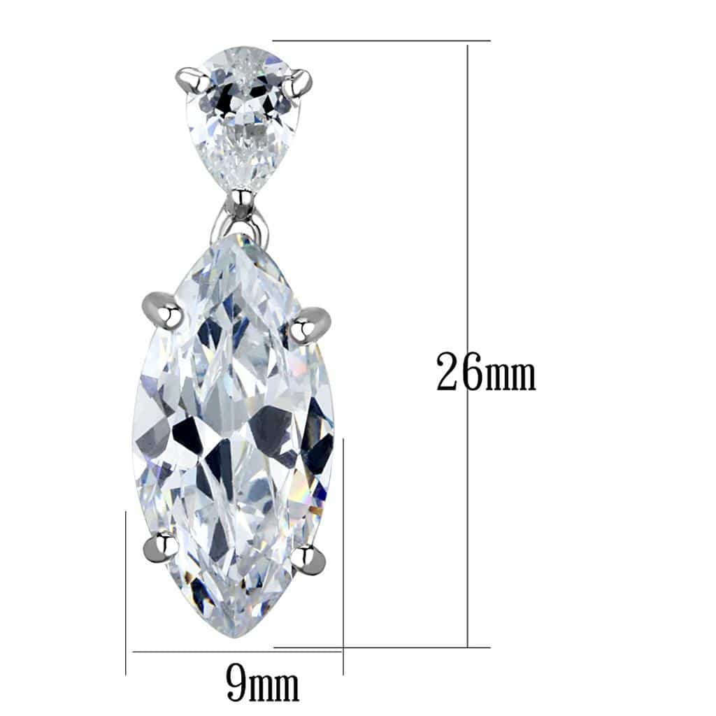 Brass CZ Marquise Solitaire Drop Stud Earrings view 2