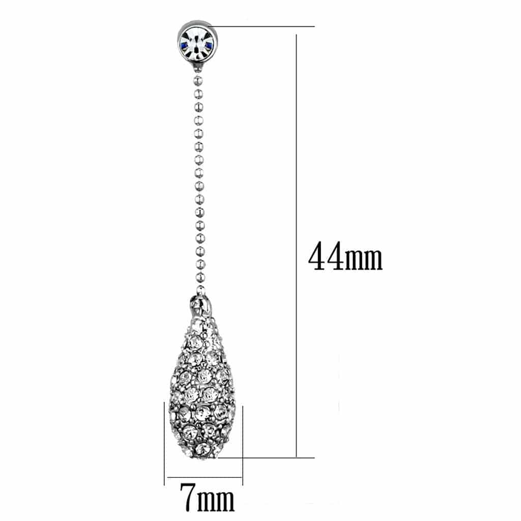 Brass CZ Pave Teardrop Long Dangle Earrings view 2