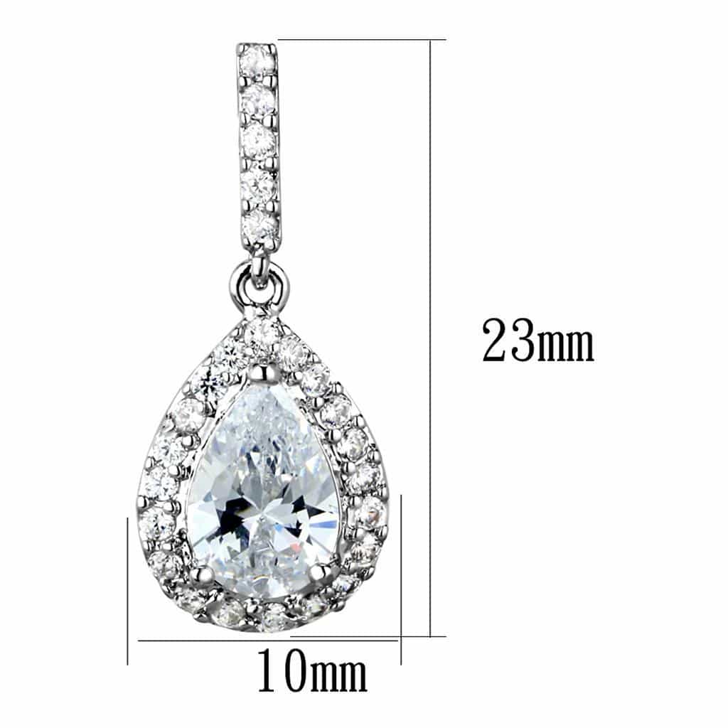 Brass CZ Pear Halo Teardrop Drop Earrings | The Stainless Jewelry view 2