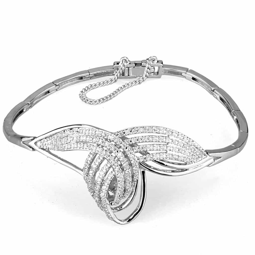Brass CZ Pave Knot Collar Bangle Bracelet | The Stainless Jewelry view 3