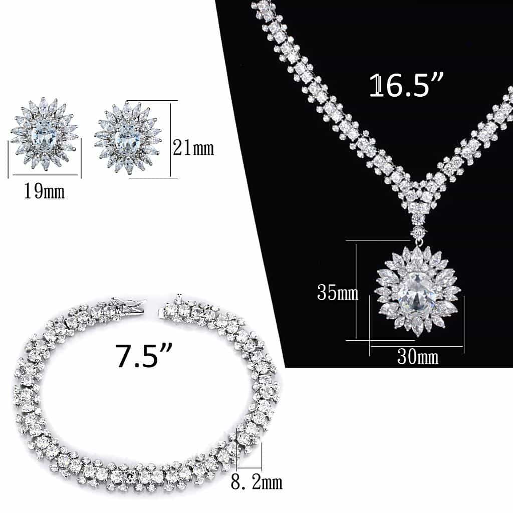 Brass CZ Round Starburst Halo Statement Set view 5