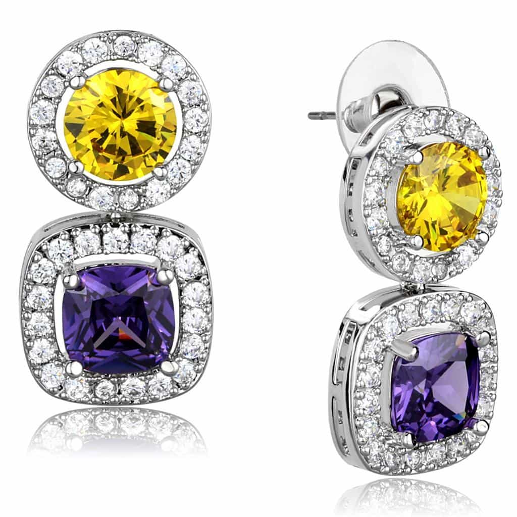 Brass Multicolor CZ Oval Bezel Station Set view 2