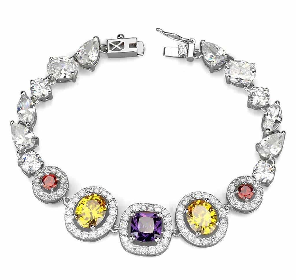 Brass Multicolor CZ Oval Bezel Station Set view 3
