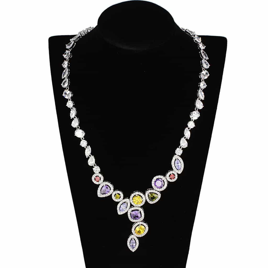 Brass Multicolor CZ Oval Bezel Station Set view 4
