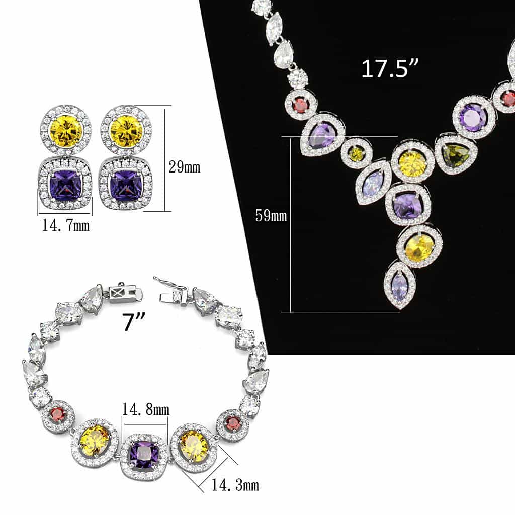 Brass Multicolor CZ Oval Bezel Station Set view 5