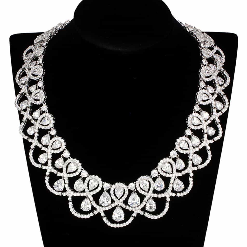 Brass CZ Pave Scallop Lace Statement Set | The Stainless Jewelry view 4