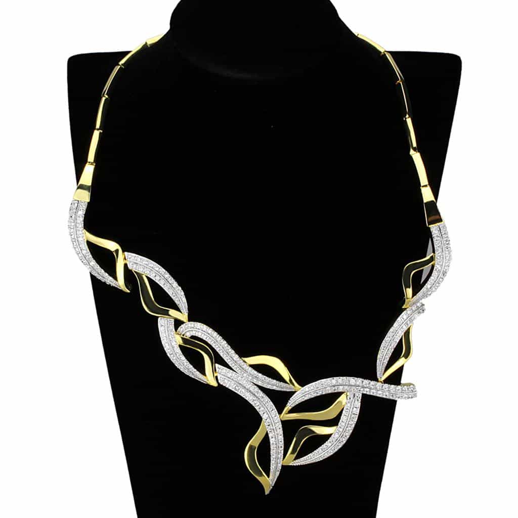 Brass CZ Leaf Vine Collar Set Jewelry Sets view 4