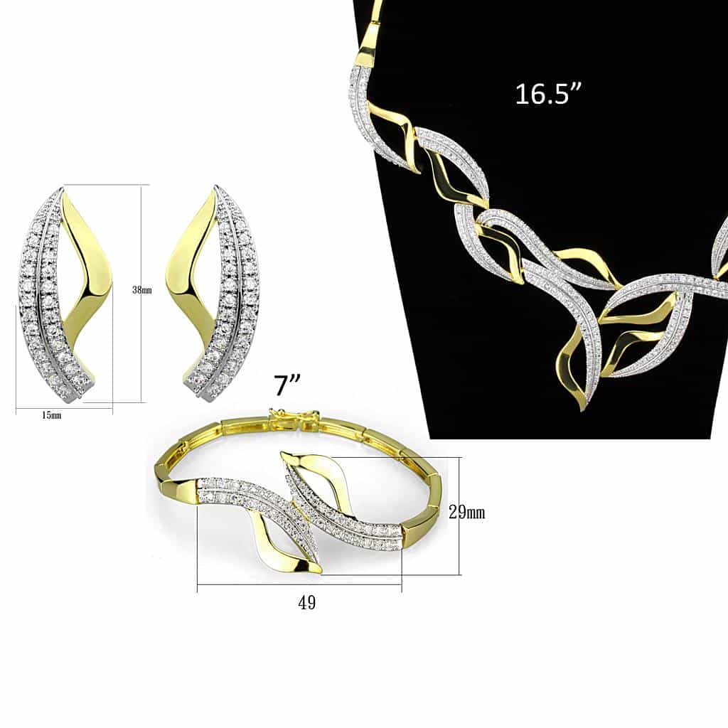 Brass CZ Leaf Vine Collar Set Jewelry Sets view 5