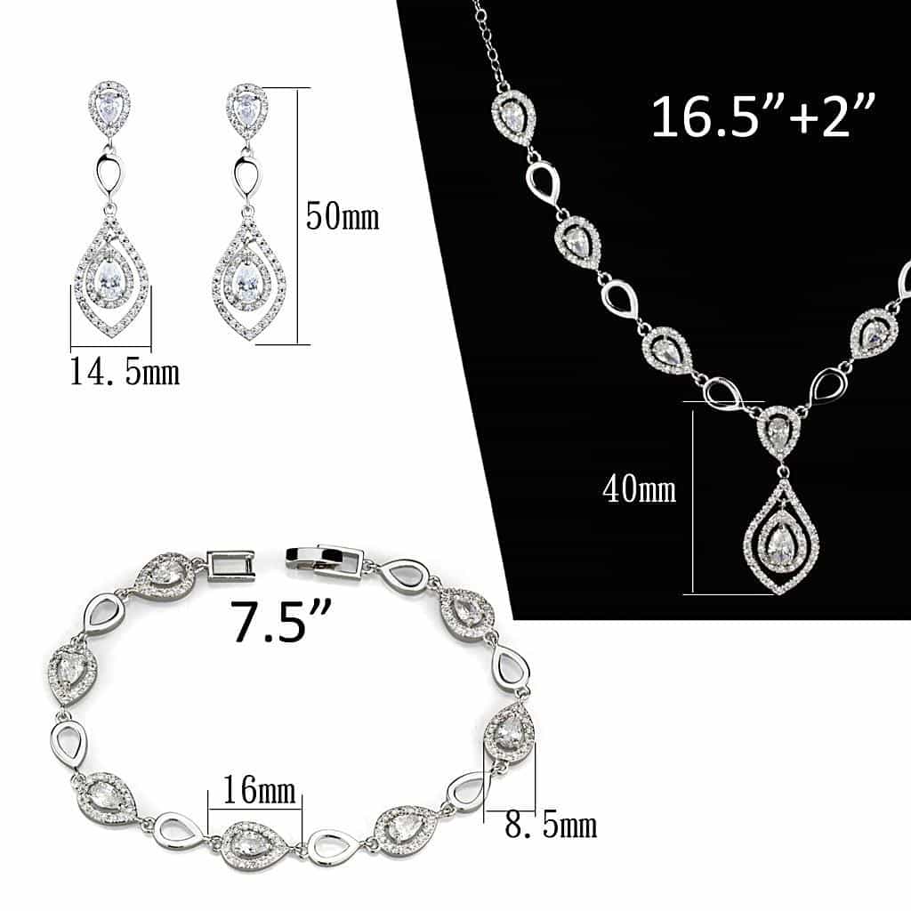 Brass CZ Pear Halo Teardrop Station Set | The Stainless Jewelry view 6
