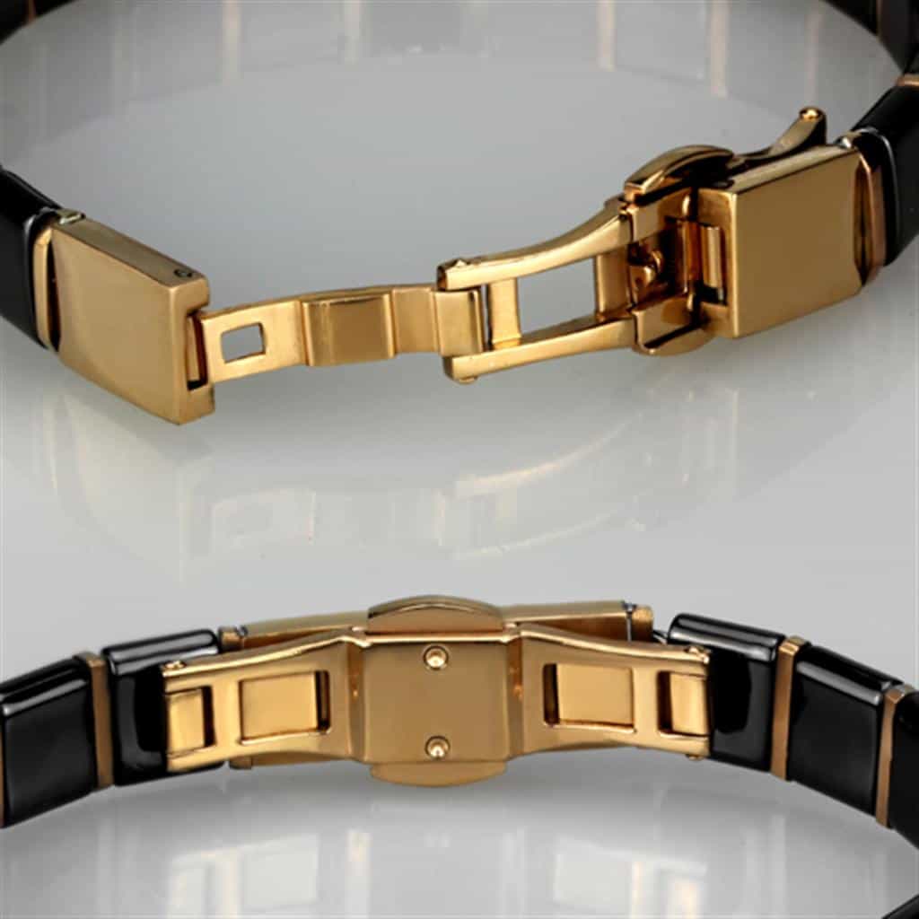 Stainless Steel Black Ceramic Gold Link Bracelet view 4