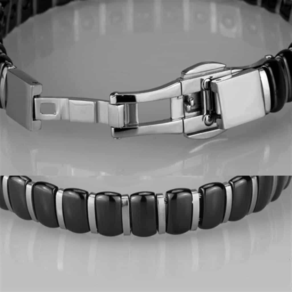 Stainless Steel Black Ceramic Silver Screw Link Bracelet view 4