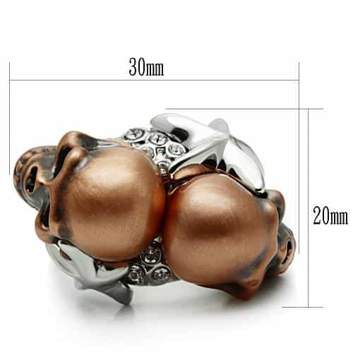 Brass Rose Gold Double Skull Star Ring | The Stainless Jewelry view 2