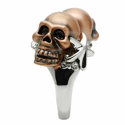 Brass Rose Gold Double Skull Star Ring | The Stainless Jewelry view 5