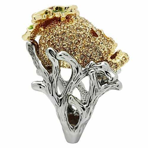 Brass Gold Skull Purple Rose CZ Ring | The Stainless Jewelry view 11