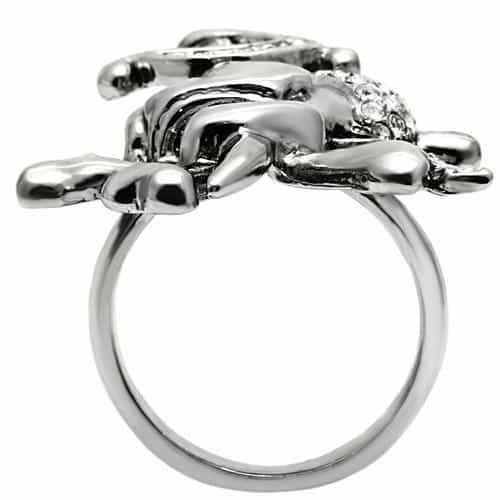 Brass Silver Skull Crossbones CZ Ring | The Stainless Jewelry view 10