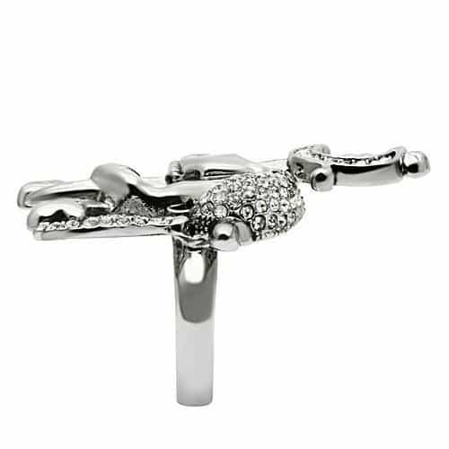 Brass Silver Skull Crossbones CZ Ring | The Stainless Jewelry view 11
