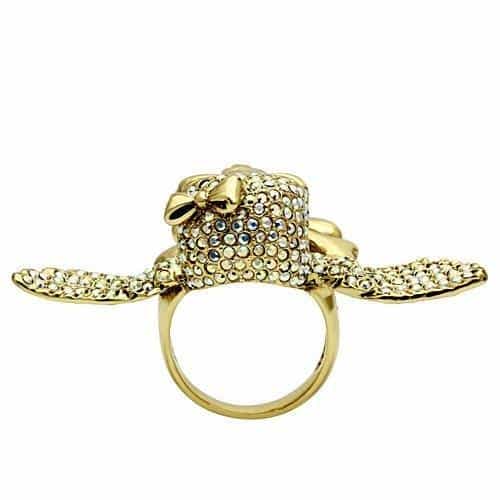 Brass Gold Skull Angel Wings CZ Ring | The Stainless Jewelry view 9