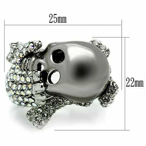 Brass Silver CZ Pavé Skull Hand Ring | The Stainless Jewelry view 2