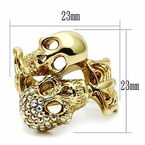 Brass Gold Filigree Skull CZ Ring | The Stainless Jewelry view 2