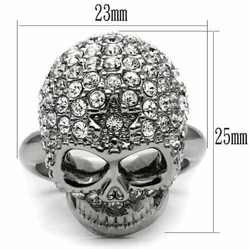 Brass Silver CZ Pavé Dome Skull Ring | The Stainless Jewelry view 7