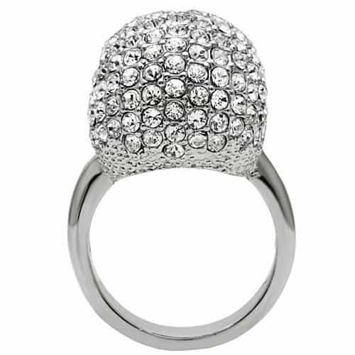 Brass Silver CZ Pavé Dome Skull Ring | The Stainless Jewelry view 9