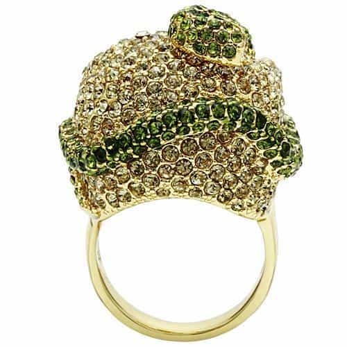 Brass Gold Green CZ Skull Ring | The Stainless Jewelry view 10