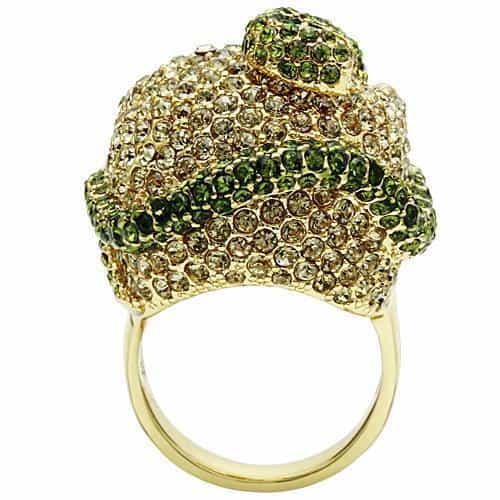 Brass Gold Green CZ Skull Ring | The Stainless Jewelry view 4