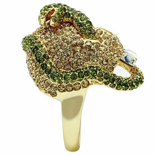 Brass Gold Green CZ Skull Ring | The Stainless Jewelry view 11