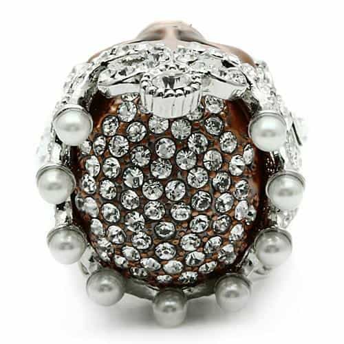 Brass Rose Gold Crowned Skull CZ Ring | The Stainless Jewelry view 3