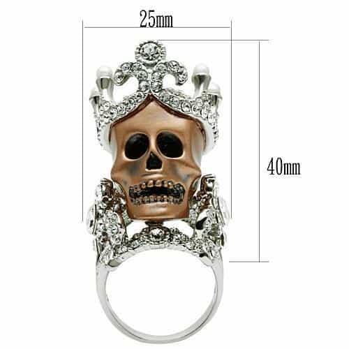 Brass Rose Gold Crowned Skull CZ Ring | The Stainless Jewelry view 2