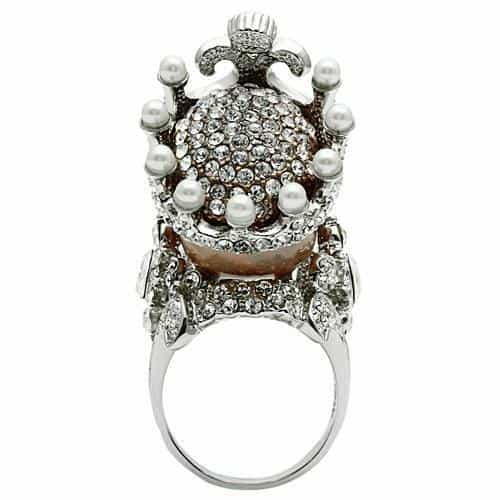 Brass Rose Gold Crowned Skull CZ Ring | The Stainless Jewelry view 9