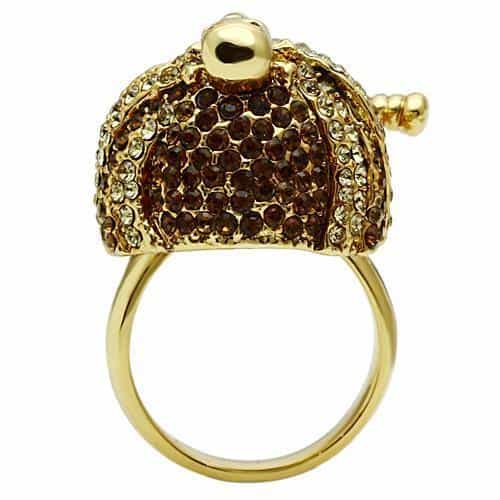 Brass Gold Pirate Skull Dagger CZ Ring | The Stainless Jewelry view 4