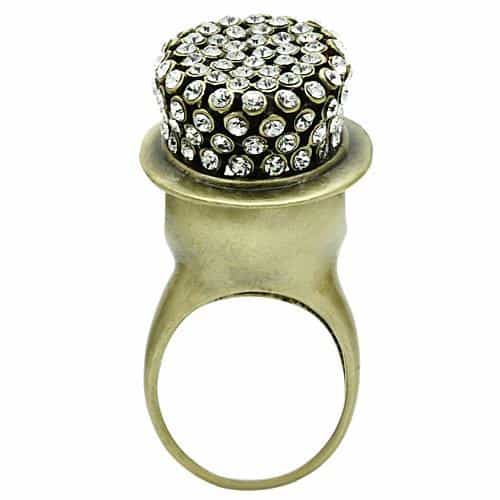 Brass Bronze Skull Top Hat CZ Ring | The Stainless Jewelry view 9