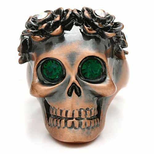 Brass Emerald Eye Skull Ring | The Stainless Jewelry view 7