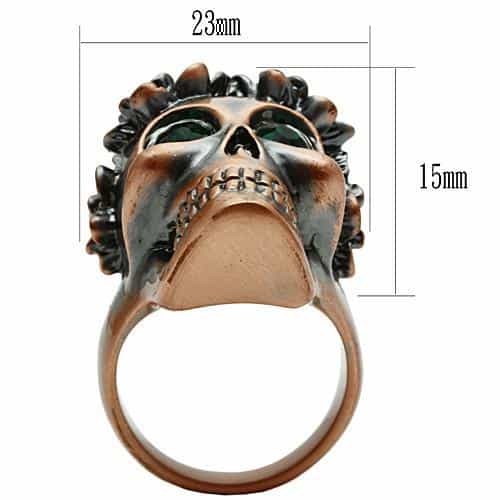 Brass Emerald Eye Skull Ring | The Stainless Jewelry view 8