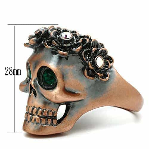 Brass Emerald Eye Skull Ring | The Stainless Jewelry view 5