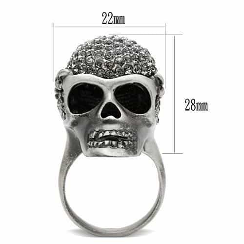Brass Silver CZ Skull Crown Ring | The Stainless Jewelry view 3