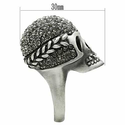 Brass Silver CZ Skull Crown Ring | The Stainless Jewelry view 4