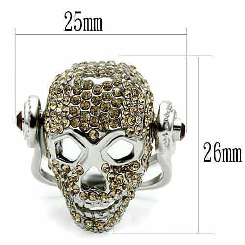 Brass Gold Champagne CZ Skull Ring | The Stainless Jewelry view 6