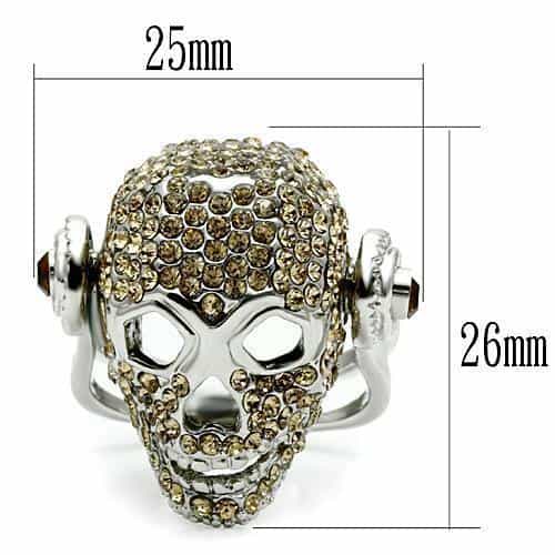 Brass Gold Champagne CZ Skull Ring | The Stainless Jewelry view 2
