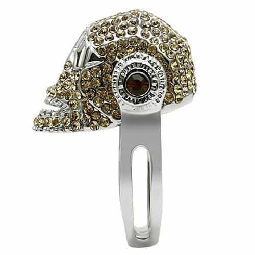 Brass Gold Champagne CZ Skull Ring | The Stainless Jewelry view 8