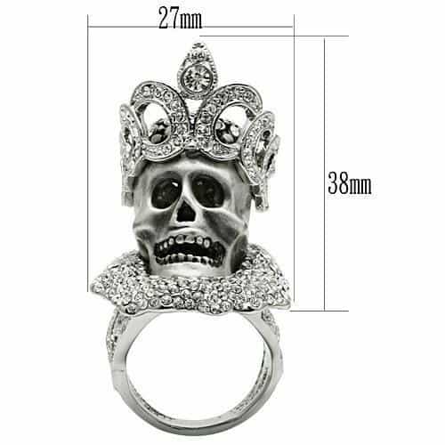 Brass Silver Skull King Crown CZ Ring | The Stainless Jewelry view 7