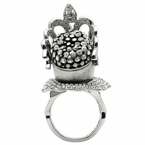Brass Silver Skull King Crown CZ Ring | The Stainless Jewelry view 9