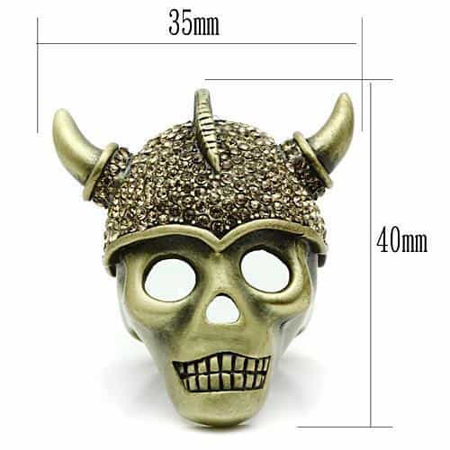Brass Bronze Viking Skull Horns CZ Ring | The Stainless Jewelry view 7
