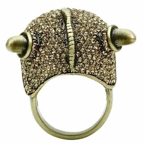 Brass Bronze Viking Skull Horns CZ Ring | The Stainless Jewelry view 9