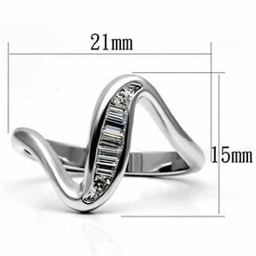 Brass CZ Baguette Wave Bypass Ring | The Stainless Jewelry view 6
