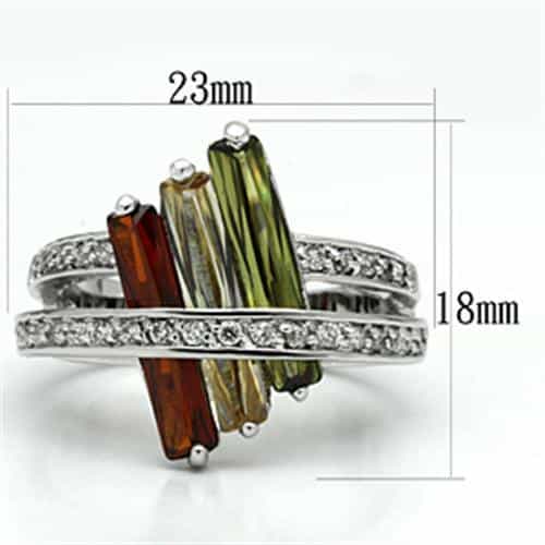 Brass Multi-Color Baguette CZ Cluster Ring view 2