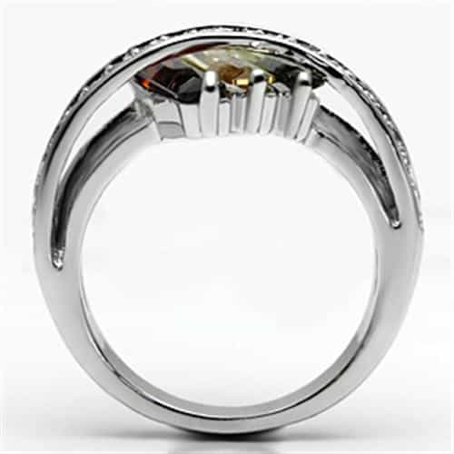 Brass Multi-Color Baguette CZ Cluster Ring view 7