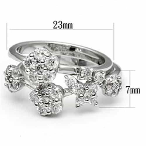 Brass CZ Flower Cluster Double Band Ring | The Stainless Jewelry view 6